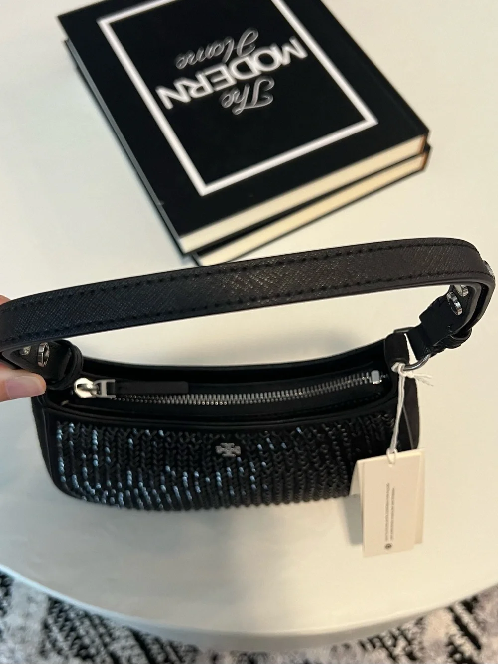 Tory Burch Emerson Crystal Shoulder Bag In Black